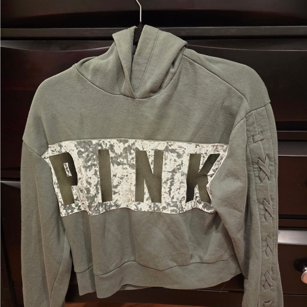 PINK Victoria's Secret Sage Cropped Hoodie
